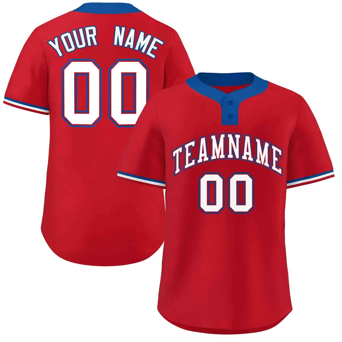 Red White-Royal Classic Two-Button Softball Jersey