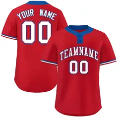 Red White-Royal Classic Two-Button Softball Jersey 1
