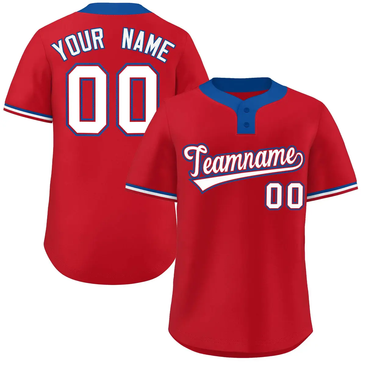 Red White-Royal Classic Two-Button Softball Jersey