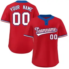 Red White-Royal Classic Two-Button Softball Jersey 1