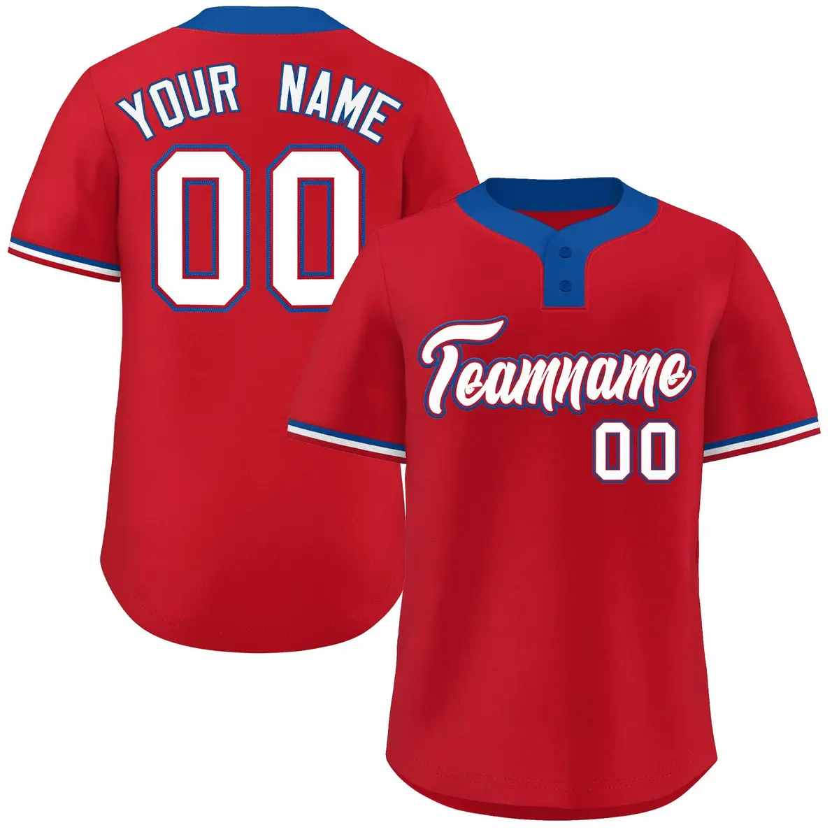 Red White-Royal Classic Two-Button Softball Jersey