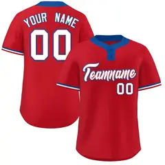 Red White-Royal Classic Two-Button Softball Jersey 1