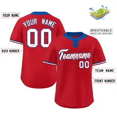Red White-Royal Classic Two-Button Softball Jersey 2