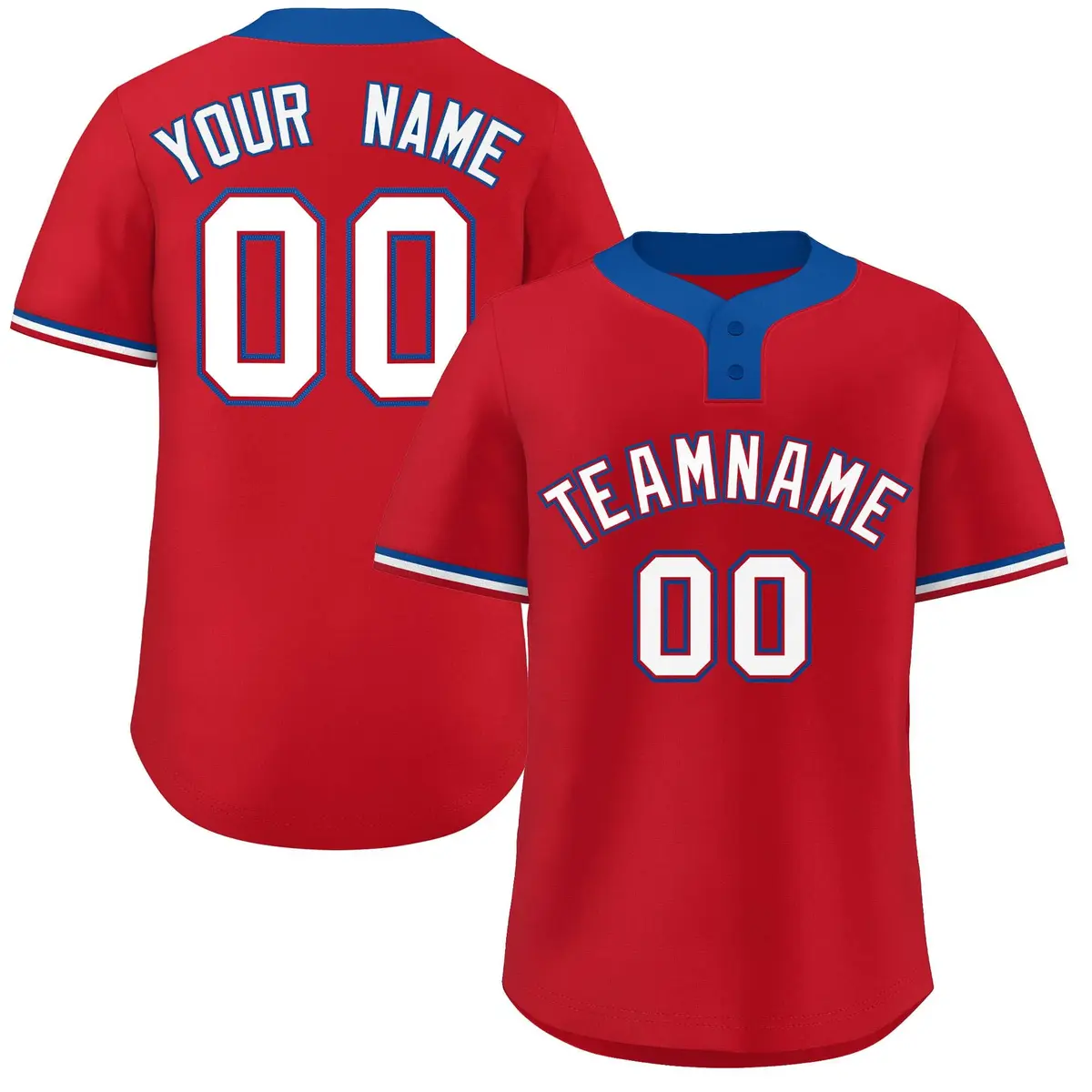 Red White-Royal Classic Two-Button Softball Jersey