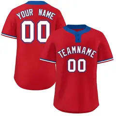 Red White-Royal Classic Two-Button Softball Jersey 1