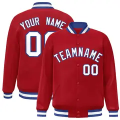 Red White-Royal Classic Varsity Full-Snap Letterman Jacket 1