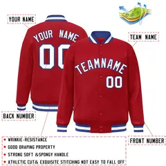 Red White-Royal Classic Varsity Full-Snap Letterman Jacket 2