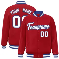 Red White-Royal Classic Varsity Full-Snap Letterman Jacket 1