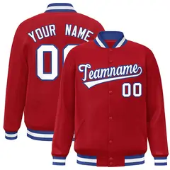 Red White-Royal Classic Varsity Full-Snap Letterman Jacket 1