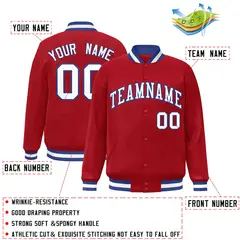 Red White-Royal Classic Varsity Full-Snap Letterman Jacket 2