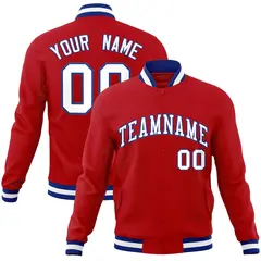 Red White-Royal Classic Varsity Full-Snap Letterman Jacket 1