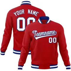 Red White-Royal Classic Varsity Full-Snap Letterman Jacket 1