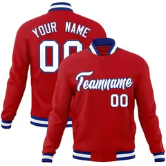 Red White-Royal Classic Varsity Full-Snap Letterman Jacket 1