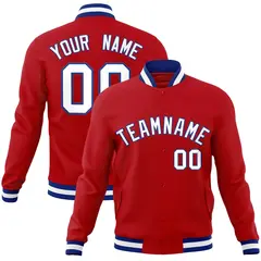 Red White-Royal Classic Varsity Full-Snap Letterman Jacket 1