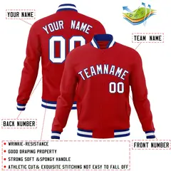 Red White-Royal Classic Varsity Full-Snap Letterman Jacket 4