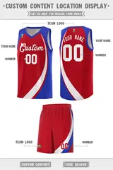 Red White-Royal Color Block Basketball Jersey 2