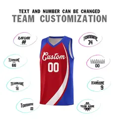 Red White-Royal Color Block Basketball Jersey 3