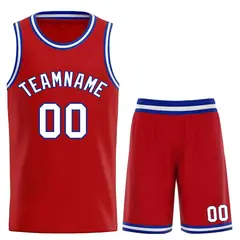 Red White-Royal Curved Classic Sets Basketball Jersey 1