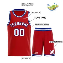 Red White-Royal Curved Classic Sets Basketball Jersey 3