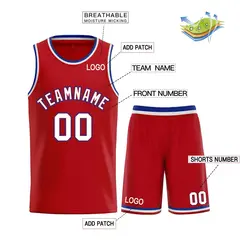 Red White-Royal Curved Classic Sets Basketball Jersey 3