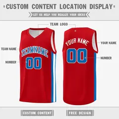 Red White-Royal Double Side Basketball Jersey 2