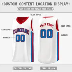 Red White-Royal Double Side Basketball Jersey 3