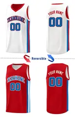 Red White-Royal Double Side Basketball Jersey 4