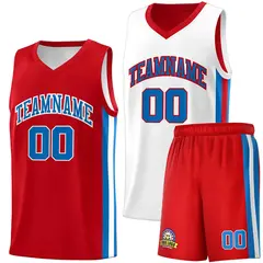 Red White-Royal Double Side Sets Men Basketball Jersey 1