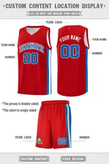 Red White-Royal Double Side Sets Men Basketball Jersey 4