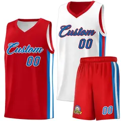Red White-Royal Double Side Sets Men Basketball Jersey