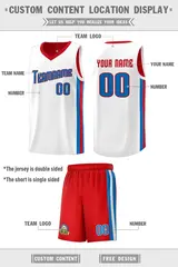 Red White-Royal Double Side Sets Men Basketball Jersey 4