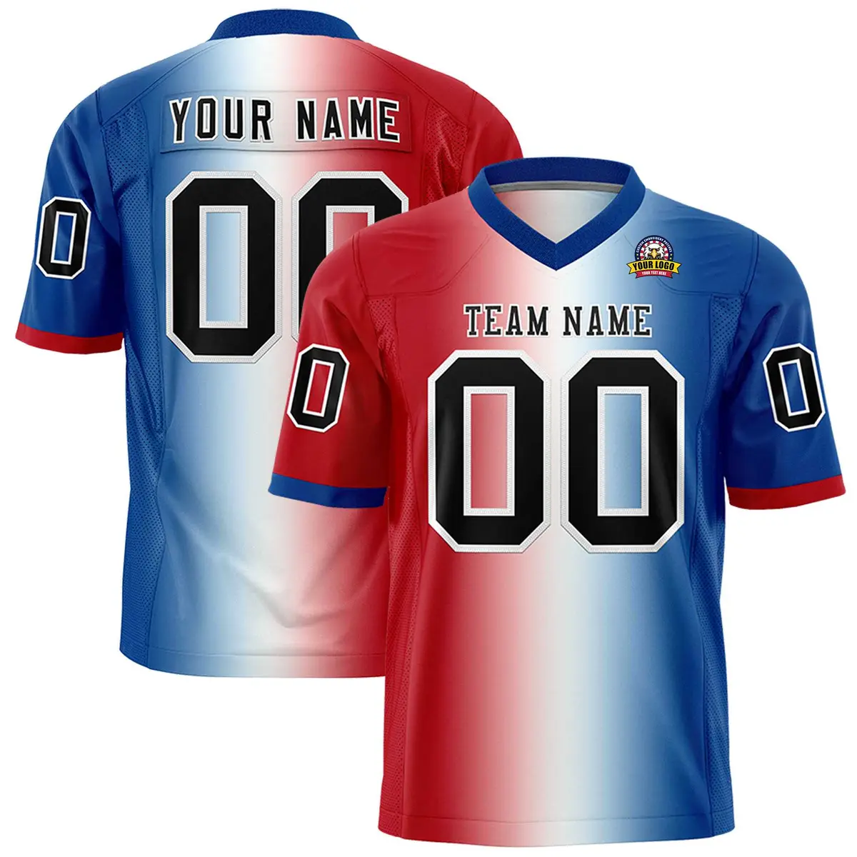 Red White-Royal Gradient Fashion Authentic Football Jersey