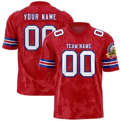 Red White-Royal Graffiti Line Football Jersey