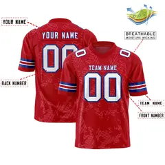 Red White-Royal Graffiti Line Football Jersey 2