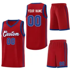 Red White-Royal Side Two Bars Basketball Uniform Jersey 6