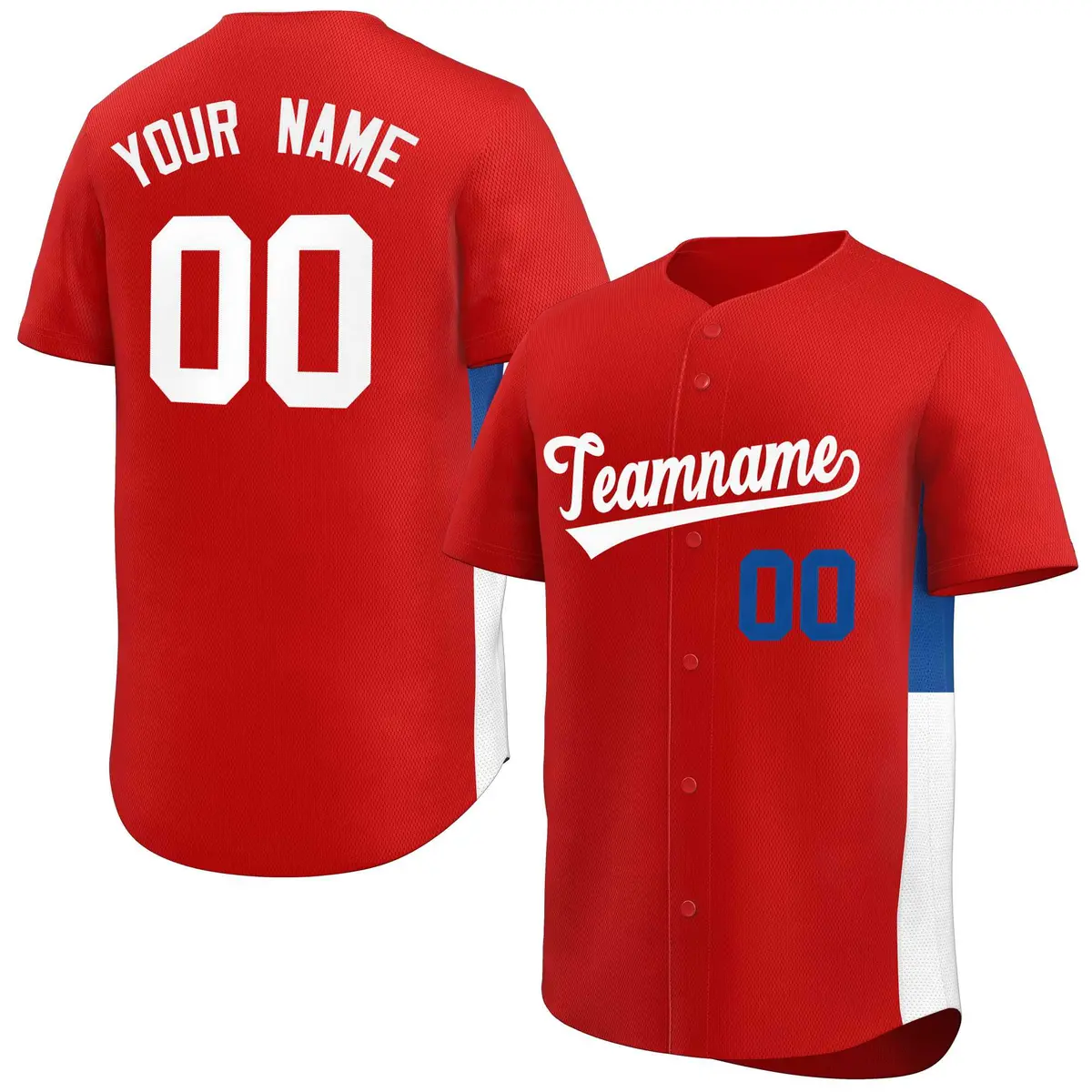 Red White-Royal Side Two-Tone Authentic Baseball Jersey
