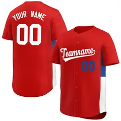 Red White-Royal Side Two-Tone Authentic Baseball Jersey