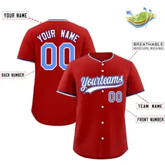 Red White Royal Baseball Jersey 2