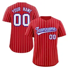 Red White-Royal Stripe Authentic Fashion Baseball Jersey
