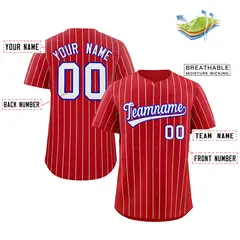 Red White-Royal Stripe Authentic Fashion Baseball Jersey 2