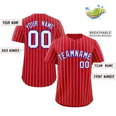 Red White-Royal Stripe Authentic Fashion Baseball Jersey 2