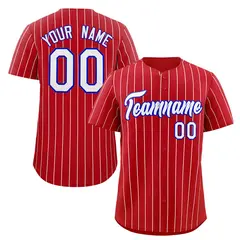 Red White-Royal Stripe Authentic Fashion Baseball Jersey
