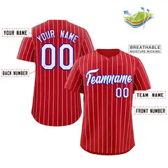 Red White-Royal Stripe Authentic Fashion Baseball Jersey 2