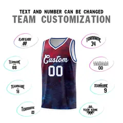 Red White-Royal Tie Dye Sports Basketball Jersey 3