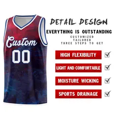 Red White-Royal Tie Dye Sports Basketball Jersey 4
