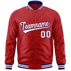 Red White-Royal Varsity Full-Zip Letterman Bomber Jacket 3