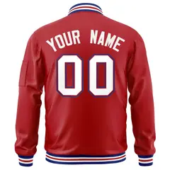 Red White-Royal Varsity Full-Zip Letterman Bomber Jacket 4