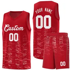 Red White Scratches Pattern Basketball Jersey