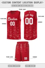 Red White Scratches Pattern Basketball Jersey 2
