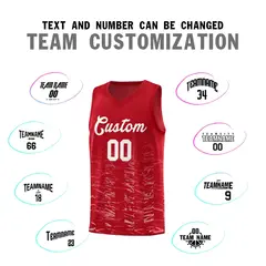 Red White Scratches Pattern Basketball Jersey 3